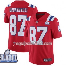Camiseta Hombre NFL New England Patriots Rob Gronkowski 87 Nike Rojo 2019 Super Bowl LIII